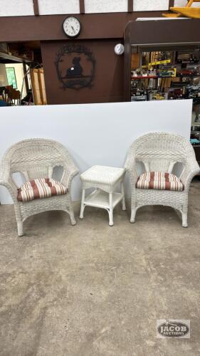 (2) WICKER CHAIRS WITH TABLE