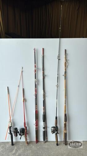 (6) FISHING POLES (3) COME WITH REELS