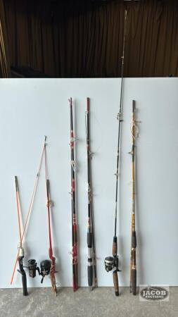 (6) FISHING POLES (3) COME WITH REELS