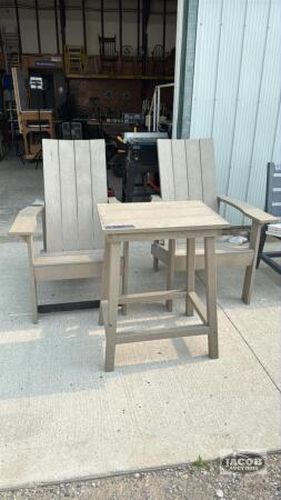 (2) COMPOSITE ANIRONDACK CHAIRS WITH SMALL TABLE