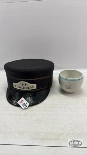 CNR TRAINMAN HAT AND A CNR CHINA COFFEE CUP