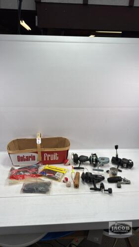 QUANTITY OF FISHING REELS, LURES ETC.