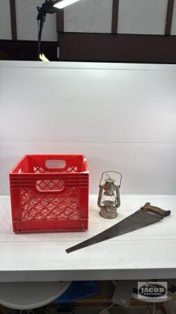 PLASTIC MILK CRATE WITH CONTENTS
