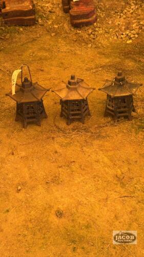 (3) CAST IRON CANDLE HOLDERS