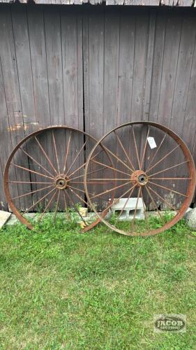 2 METAL 46IN WAGON WHEELS