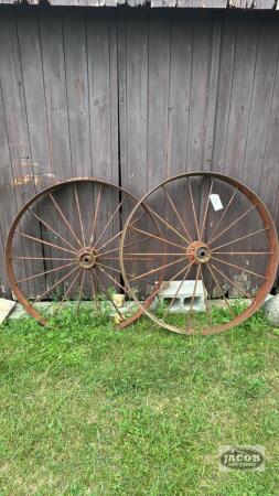 2 METAL 46IN WAGON WHEELS