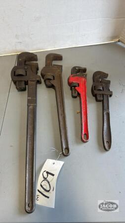 4 STEEL PIPE WRENCHES