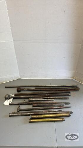 PRY BAR, CHISSEL AND TIRE SPOON LOT