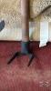 WOODEN HANDLED SCYTHE AND 2 PRONG HOE - 2