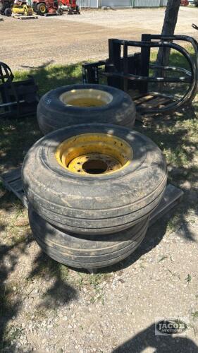 (4) 12.5L-16SL GOODYEAR TIRES ON 8 BOLT RIMS