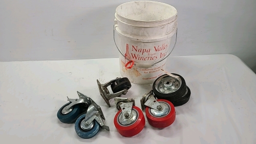 5 Gallon Pail with Assorted Metal Casters