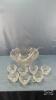 FRUIT PATTERN PUNCH BOWL WITH (6) MATCHING CUPS