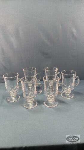 (6) GLASS IRISH COFFEE MUGS