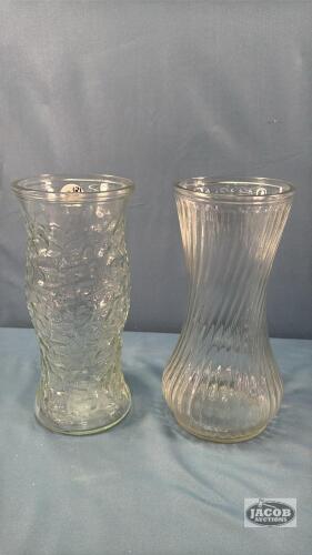 (2) GLASS 10IN TALL VASES