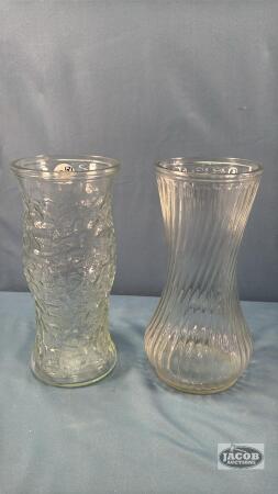 (2) GLASS 10IN TALL VASES