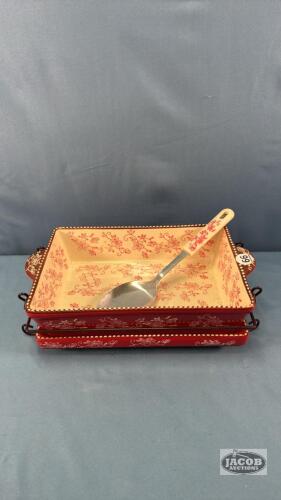 TEMP-TATIONS PORCELAIN 12IN TRAY IN WIRE STAND