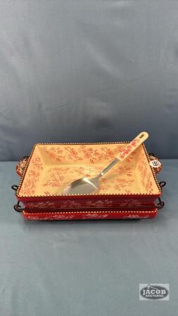 TEMP-TATIONS PORCELAIN 12IN TRAY IN WIRE STAND