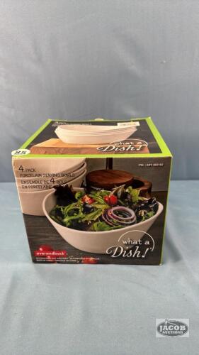 4 PACK PORCELAIN 41 OUNCE SERVING BOWLS