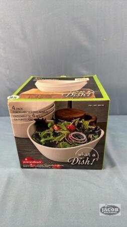 4 PACK PORCELAIN 41 OUNCE SERVING BOWLS