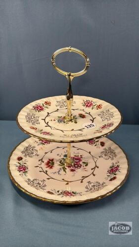 (2) TIER WOOD AND SON DESSERT PLATE