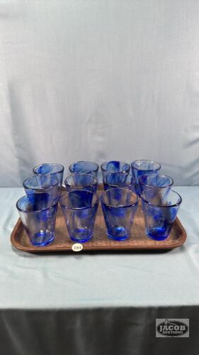(12) 4.5IN BLUE GLASS TUMBLERS