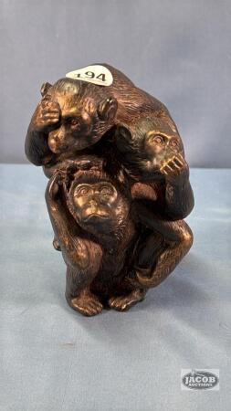 3 MONKEY 6IN HIGH FIGURINE