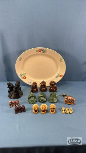 APPROX. (9) MONKEY AND BUDAH FIGURINES