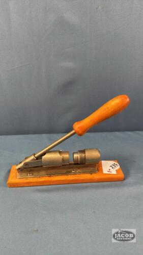 LEVER ACTION NUT CRACKER ON WOODEN BASE