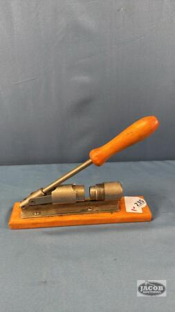 LEVER ACTION NUT CRACKER ON WOODEN BASE
