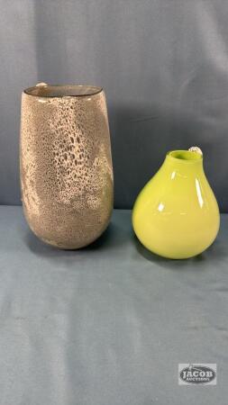 (2) GLASS VASES