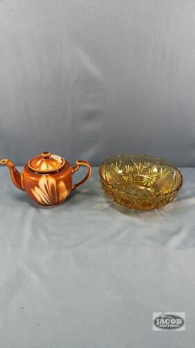HONEY GOLD AMBER 8IN GLASS BOWL