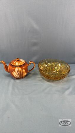 HONEY GOLD AMBER 8IN GLASS BOWL