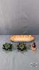 (1) 12.5IN GERMANY PICKLE TRAY WTH CANDLE HOLDERS
