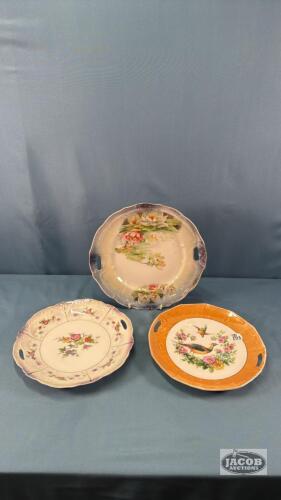 (3) FLORAL PLATES
