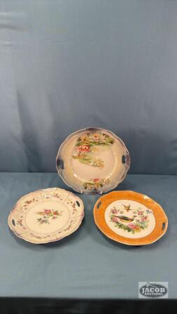 (3) FLORAL PLATES