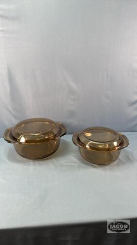 (2) ARCOPAL CASSEROLE DISHES WITH LIDS
