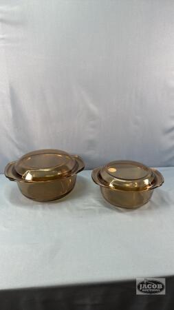 (2) ARCOPAL CASSEROLE DISHES WITH LIDS