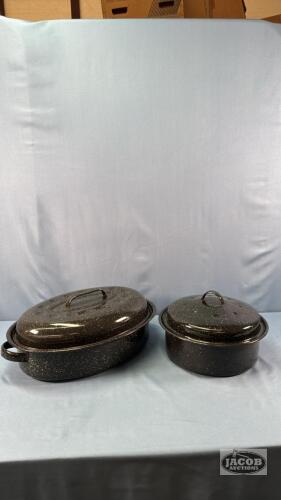 ENAMELED 14IN ROASTING PAN WITH LID