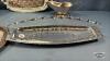 METAL TRAY LOT WITH STAINLESS GRAVY BOAT - 3
