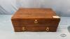 QUANTITY OF LAPEL PINS AND WOODEN JEWELRY BOX - 4