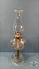 COAL OIL LAMP WITH AMBER ACCENTS IN BASE