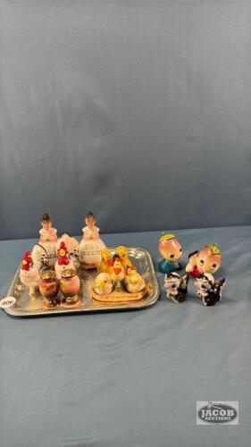 (7) PAIRS OF SALT AND PEPPERS