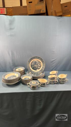 (6) PLACE SETTINGS OF BLUE AND WHITE CHINA