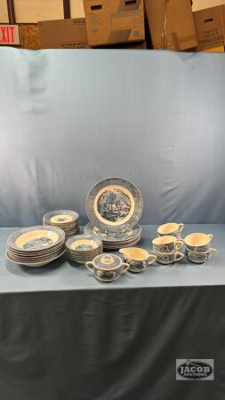 (6) PLACE SETTINGS OF BLUE AND WHITE CHINA