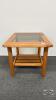 OAK END TABLE WITH SMOKED GLASS TOP