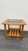 OAK END TABLE WITH SMOKED GLASS TOP - 2