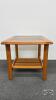 OAK END TABLE WITH SMOKED GLASS TOP - 3