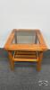 OAK END TABLE WITH SMOKED GLASS TOP - 4