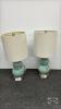 PAIR TABLE LAMPS WITH GLASS AND METAL BASES