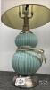 PAIR TABLE LAMPS WITH GLASS AND METAL BASES - 4